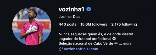 Screen Shot 2026-06-22 at 110805 PM | Perinola Captura de pantalla del perfil de instagram de Vozinha mostrando millones de seguidores despues del partido contra España