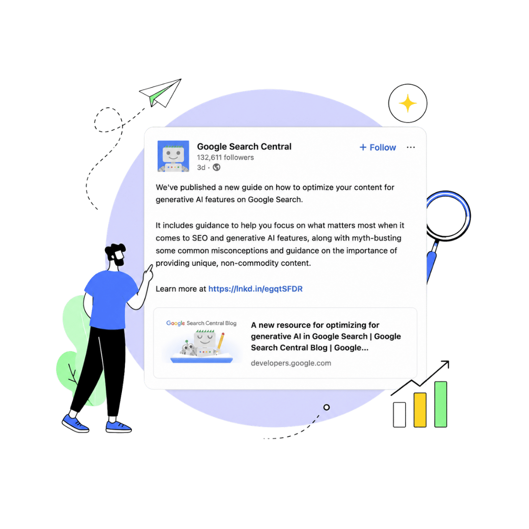 Imagen mostrando una captura de Google Search Central en la que aclaran como optimizar contenido para inteligencia artificial