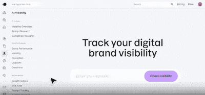 Semrush AI Visibility tracking panel